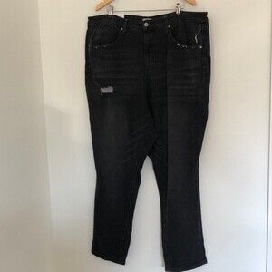 BP. Jeans Womens Size 20W Black Wash Curvy Mom Distressed High Waist New